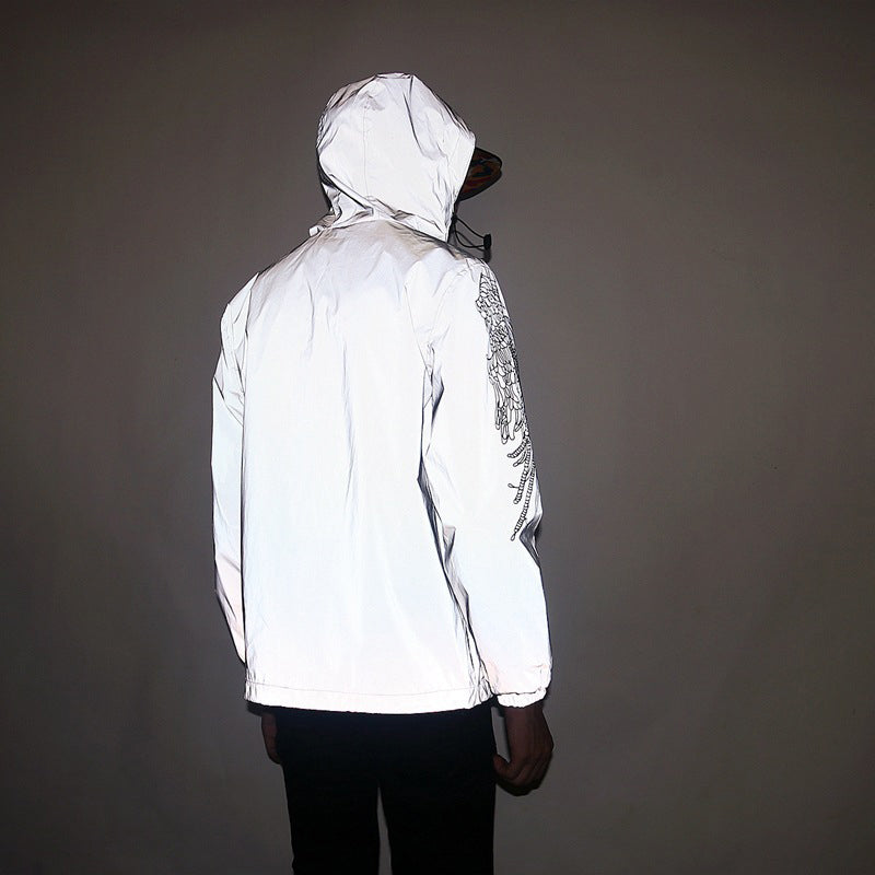 CATCH ME Reflective Jacket Women Men Windbreaker Hooded